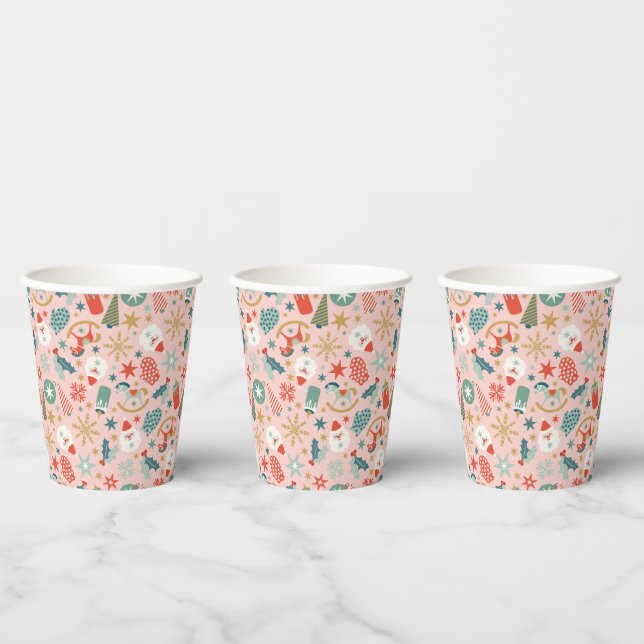 Retro Pastel Christmas  Paper Cups (Multi)