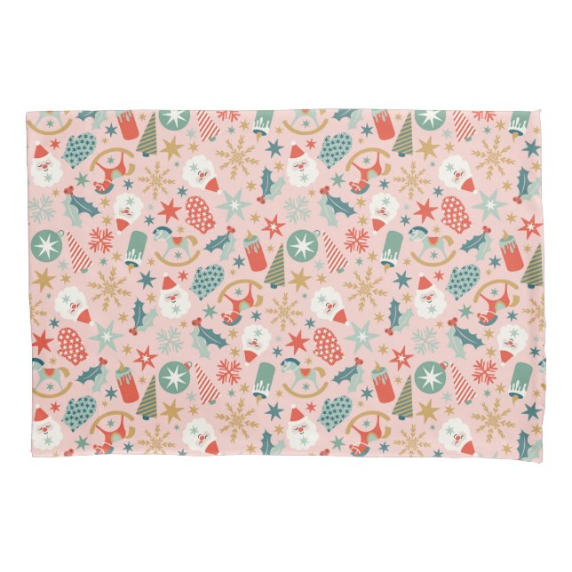 Retro Pastel Christmas  Pillowcase (Front)