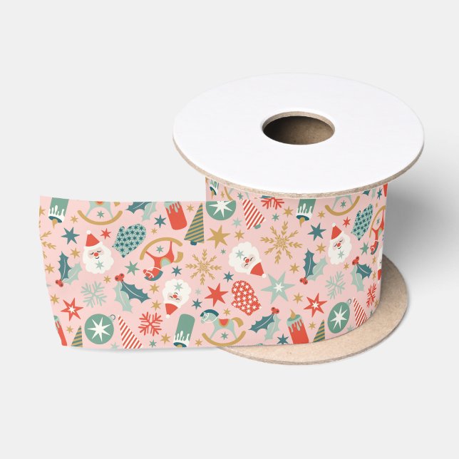 Retro Pastel Christmas  Satin Ribbon (Spool)