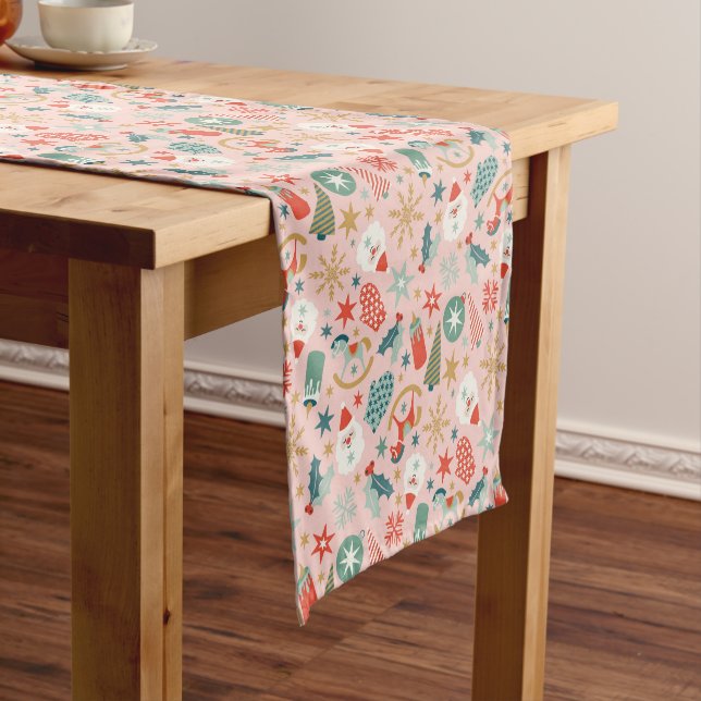 Retro Pastel Christmas  Short Table Runner (In Situ)