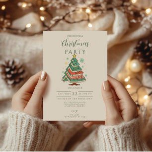 Retro Pastel Christmas Tree Invitation