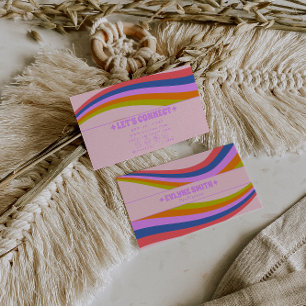 Retro Pastel Colorful Rainbow 70s Groovy Trendy Business Card