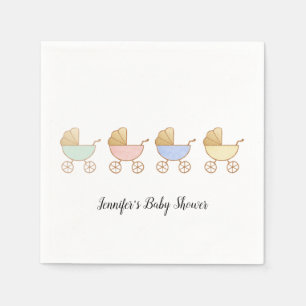 Retro Pastel Colors Carriages Parade Baby Shower Napkin
