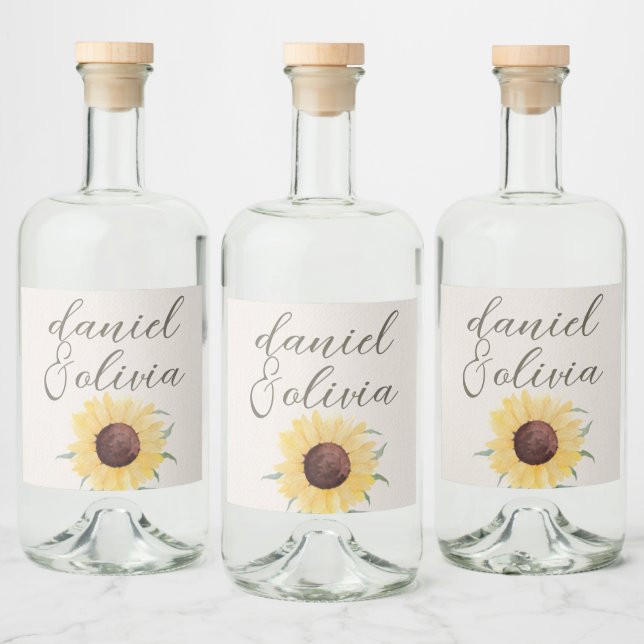 Retro Pastel Colour Daisy Wedding Liquor Bottle Label (Bottles)