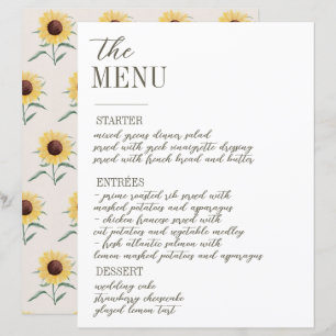 Retro Pastel Colour Daisy Wedding Menu