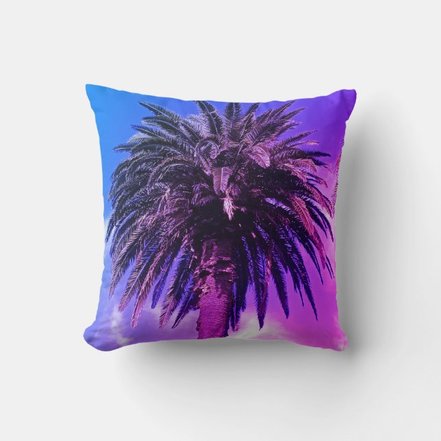 Retro Pastel Colour Palm Tree Cushion (Front)