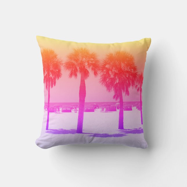 Retro Pastel Colour Palm Tree Cushion (Front)