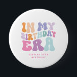 Retro pastel colourful modern birthday era  7.5 cm round badge<br><div class="desc">Retro pastel colourful modern minimal funky birthday era party decor favour button.</div>