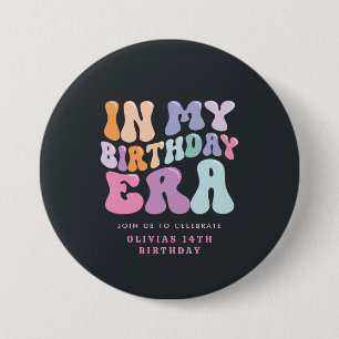 Retro pastel colourful modern birthday era  7.5 cm round badge
