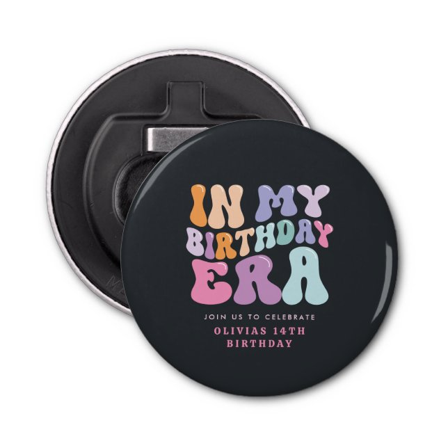 Retro pastel colourful modern birthday era  bottle opener (Front)