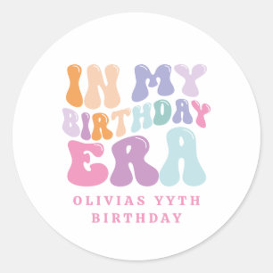 Retro pastel colourful modern birthday era classic round sticker