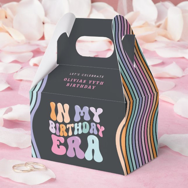 Retro pastel colourful modern birthday era  favour box (Wedding)