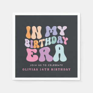 Retro pastel colourful modern birthday era  napkin
