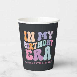 Retro pastel colourful modern birthday era  paper cups