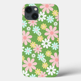 Retro Pastel Daisy Flowers with Polkadots  iPhone 13 Case