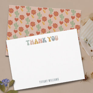 Retro Pastel Floral Custom Thank You Card