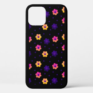 Retro Pastel Floral Pattern Dark Navy iPhone Case