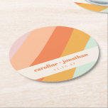 Retro Pastel Geometric Art Custom Wedding  Round Paper Coaster<br><div class="desc">Retro Pastel Geometric Art Custom Wedding Round Paper Coaster</div>