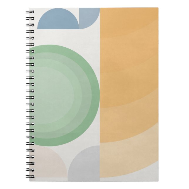 Retro Pastel Geometric Circle Design Notebook (Front)