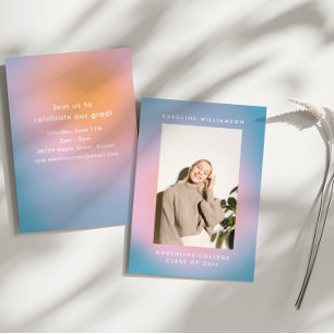 Retro Pastel Gradient 2026 Photo Graduation Party Invitation