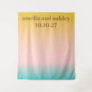 Retro Pastel Gradient Boho Wedding Custom Backdrop Tapestry