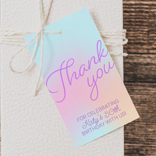 Retro Pastel Gradient Thank You Favour Gift Tags
