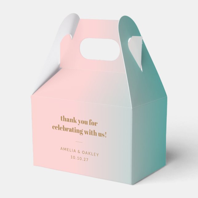 Retro Pastel Gradient Unique Wedding Custom Thanks Favour Box (Front Side)