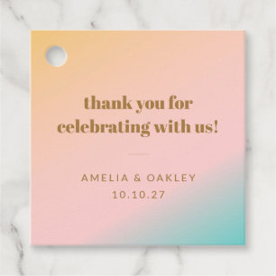 Retro Pastel Gradient Unique Wedding Custom Thanks Favour Tags