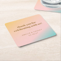 Retro Pastel Gradient Unique Wedding Custom Thanks