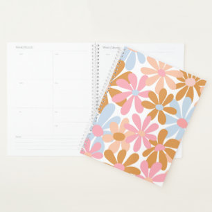 Retro Pastel Groovy Daisy Flower Pattern Planner