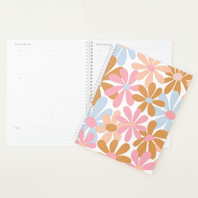 Retro Pastel Groovy Daisy Flower Pattern Planner (Display)