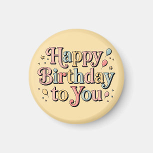 Retro Pastel Happy Birthday to You Greeting Magnet