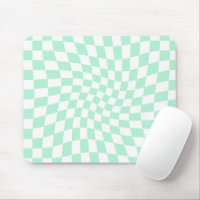 Retro Pastel Mint Green Checks Warped Chequerboard