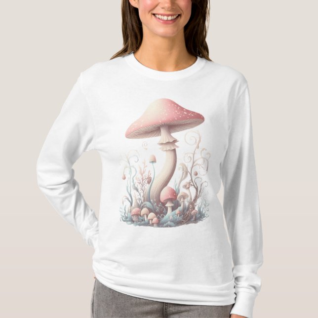 Retro pastel mushrooms design with soft colours 03 T-Shirt (Front)