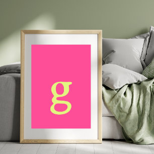 Retro Pastel Pink and Blue Cool Monogram Initial Poster