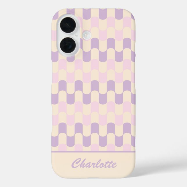 Retro Pastel Pink and Purple Pattern Personalised Case-Mate iPhone Case (Back)