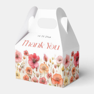 Retro Pastel Pink Boho Wildflower Bridal Shower Favour Box