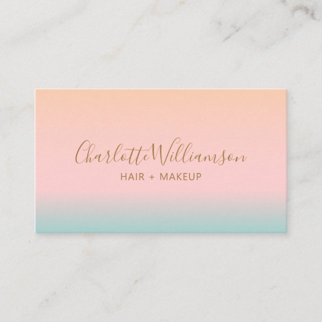 Retro Pastel Pink Gradient Chic Elegant Monogram  Business Card (Front)