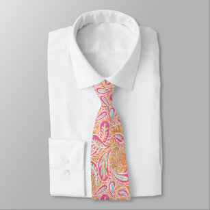 Retro Pastel Pink Paisley Pattern Tie