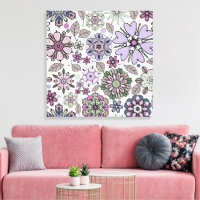 Retro Pastel Pink Purple Floral Seamless Pattern