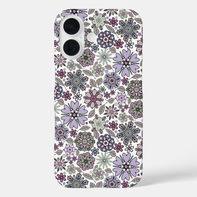 Retro Pastel Pink Purple Floral Seamless Pattern Case-Mate iPhone Case (Back)
