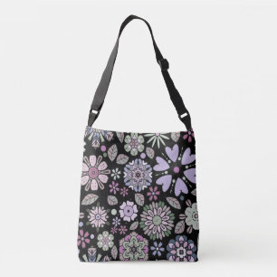 Retro Pastel Pink Purple Floral Seamless Pattern Crossbody Bag