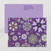 Retro Pastel Pink Purple Floral Seamless Pattern