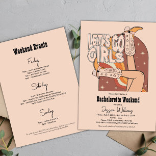 Retro Pastel Pink Rodeo Bachelorette Weekend Invitation