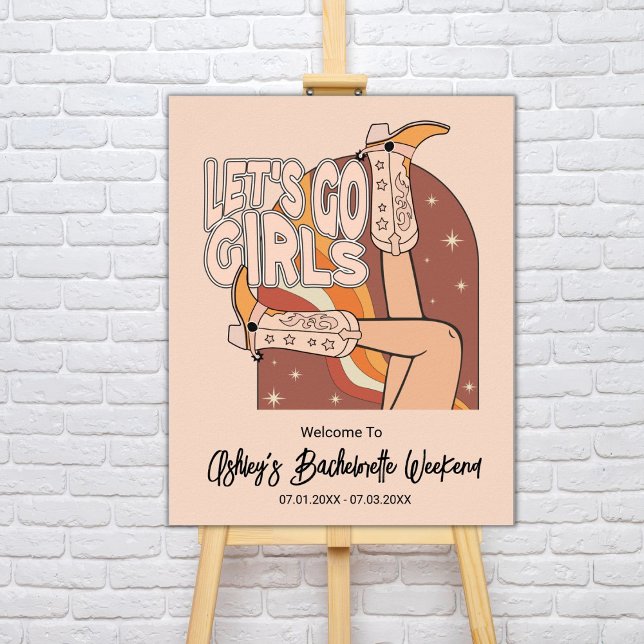 Retro Pastel Pink Rodeo Bachelorette Welcome Sign (Creator Uploaded)