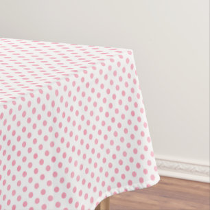 Retro pastel pink white polka dots pattern tablecloth