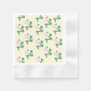 Retro Pastel Pink Wild Rose Flower Pattern Napkin