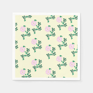 Retro Pastel Pink Wild Rose Flower Pattern Napkin