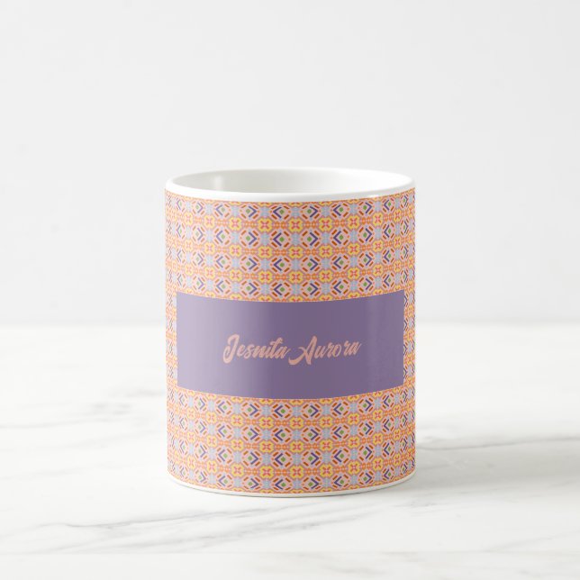 Retro Pastel Pixel Mosaic Geometric Pattern Coffee Mug (Center)