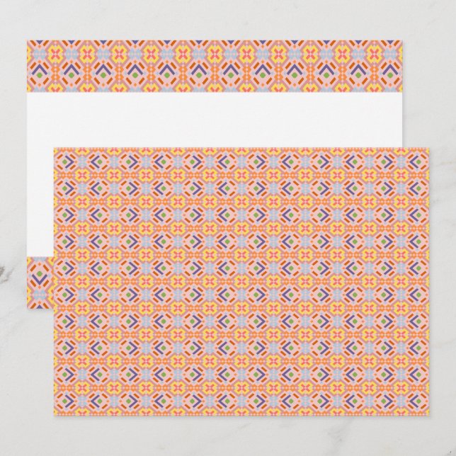 Retro Pastel Pixel Mosaic Geometric Pattern Thank You Card (Front/Back)